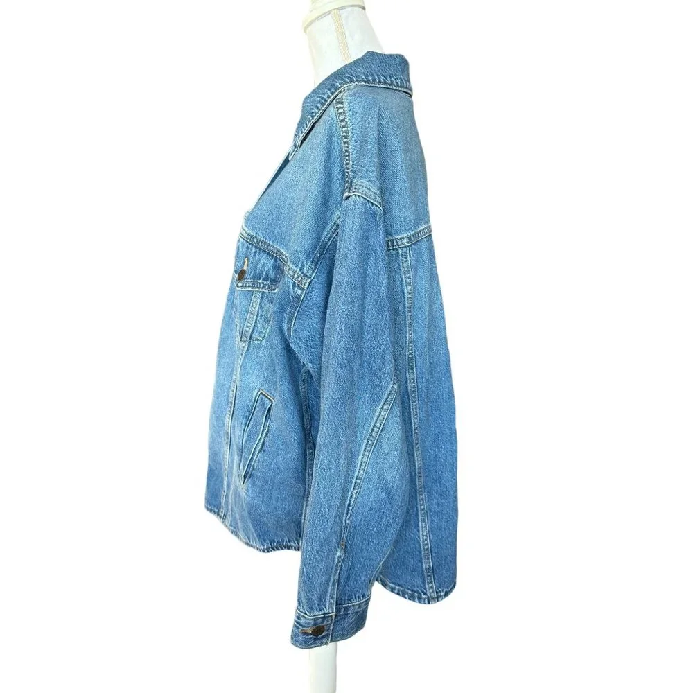 Levi Trucker Jacket Women's Size Large 4 Pocket Front Curved Hem Blue Denim NEW - Picture 4 of 11
